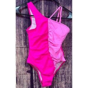 One Piece Swimsuits Color Block Cutout One Shoulder Bathing Suit Size 10-11Y